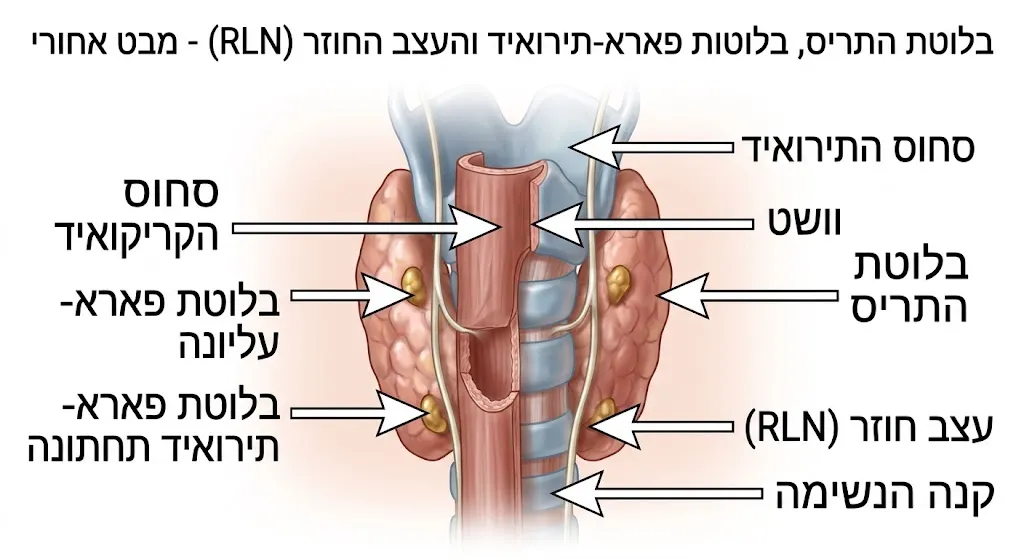 איור אנטומי של דרכי האוויר העליונות ואזור הצוואר